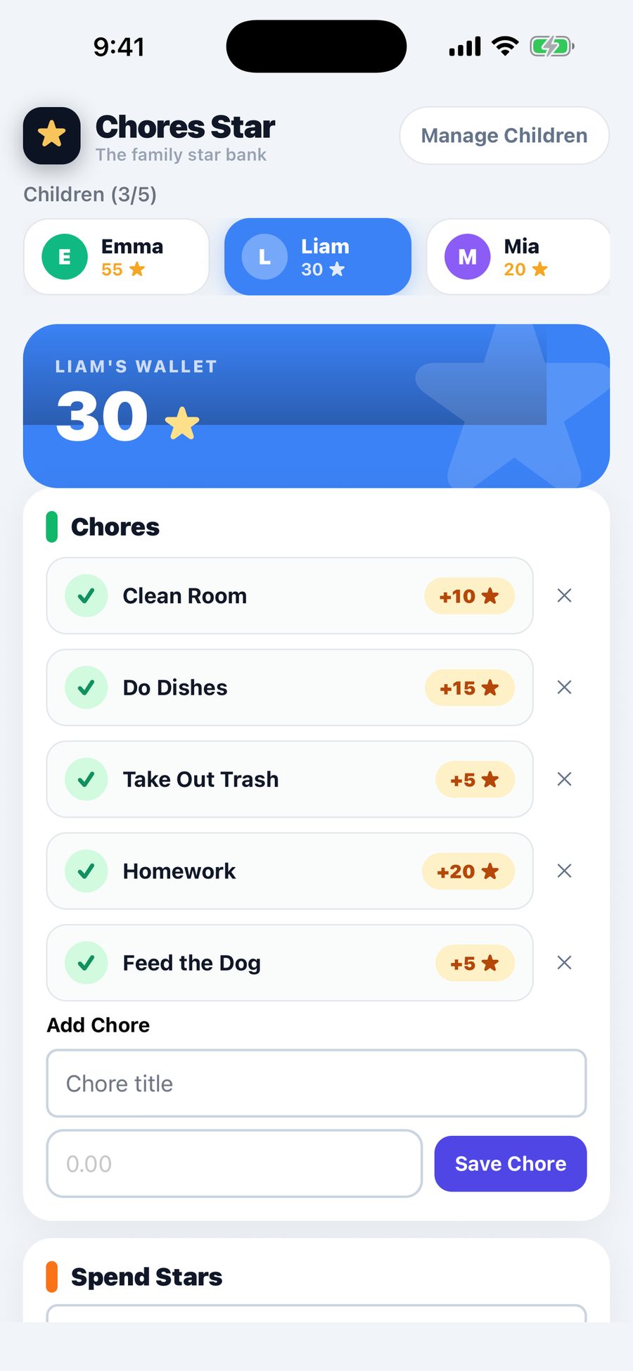 Chores Star wallet