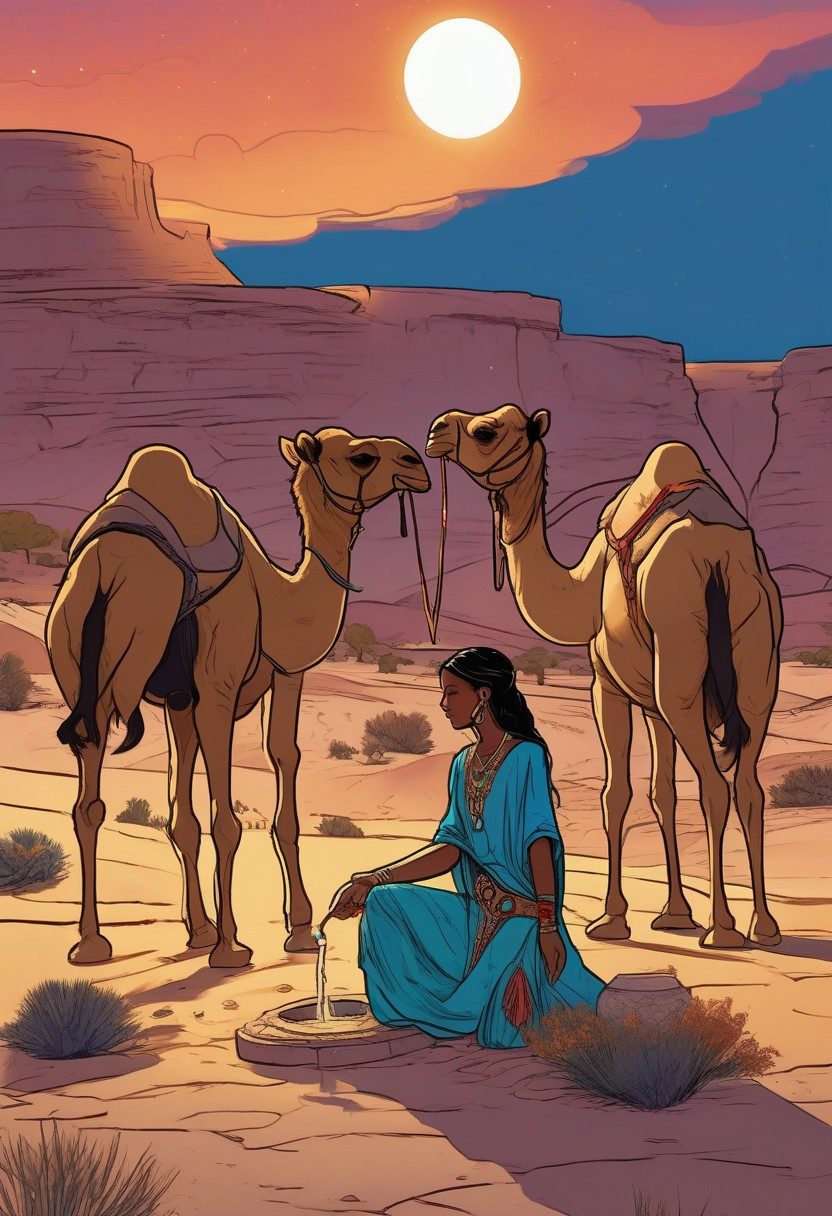 A Bride At The Well, Genesis 24:10–27, Genesis 24:61–67, comic art