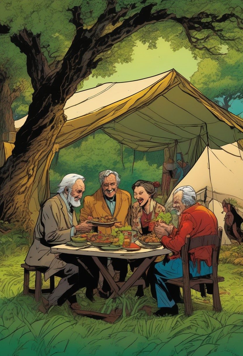 Three Visitors, Genesis 18:1–15, comic art