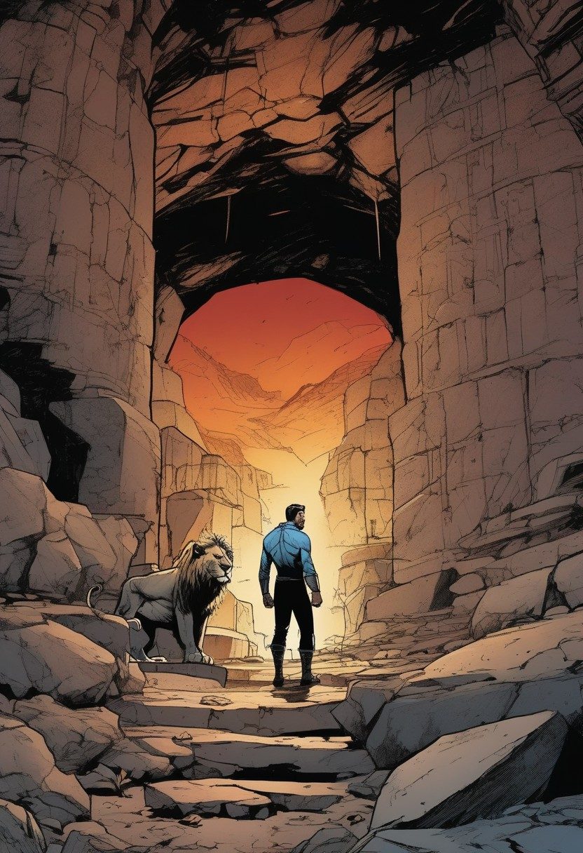 The Lions' Den, Daniel 6:10–23, comic art
