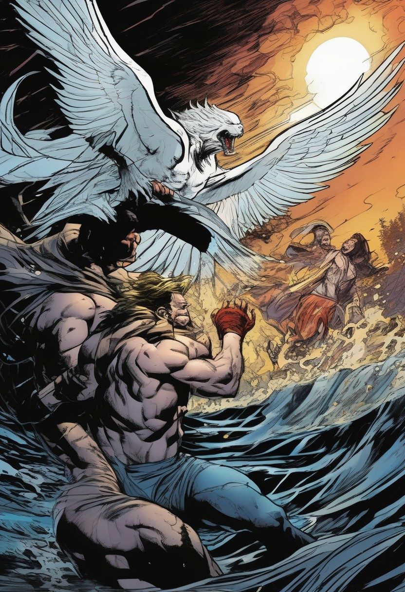 Wrestling God, Genesis 32:22–32, comic art