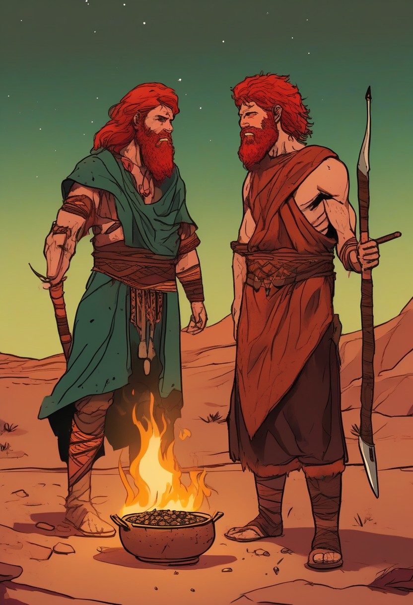 The Birthright Soup, Genesis 25:19–34, comic art