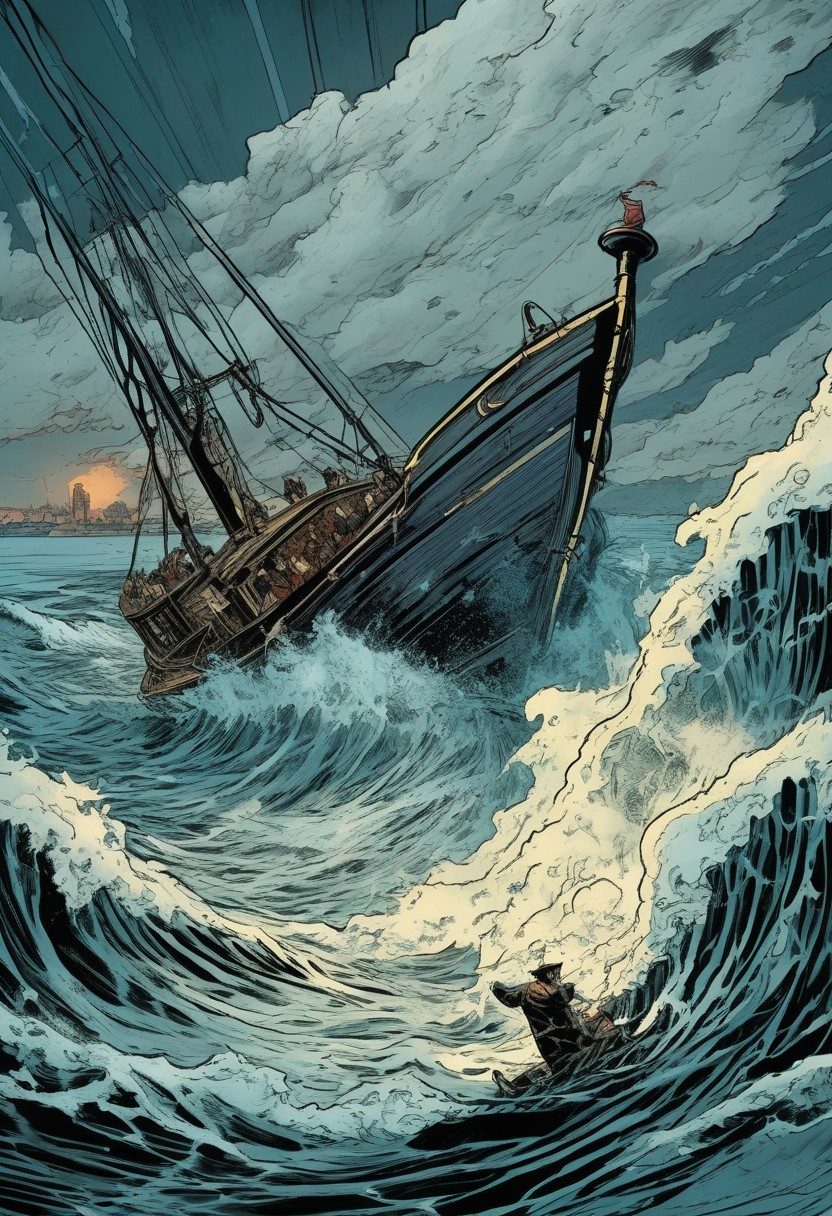 Overboard, Jonah 1:1–17, comic art