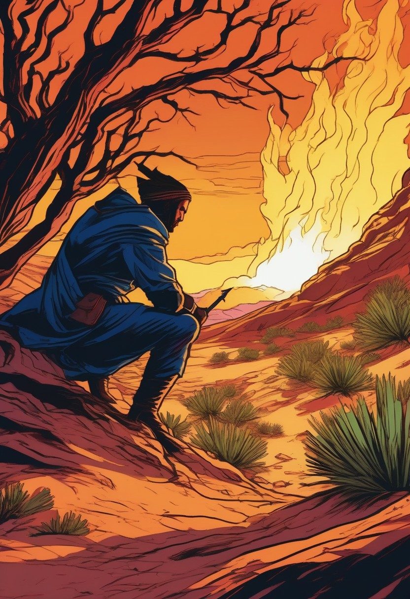 The Burning Bush, Exodus 3:1–14, comic art