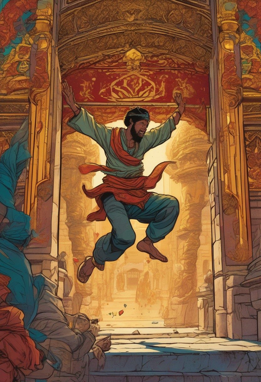 The Beggar At The Gate, Acts 3:1–10, comic art